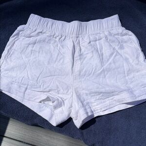 Abercrombie Linen Blend White Shorts Elastic Waist Size Small Summer